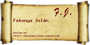 Fekonya Jolán névjegykártya